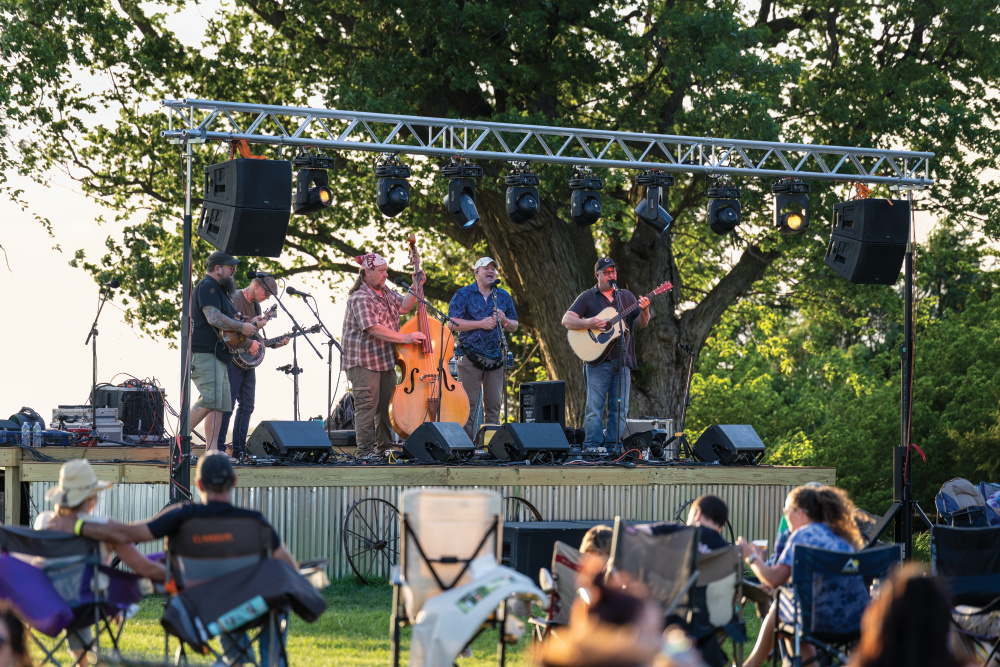 Band playing at Midwest Skies Concert Series at Evergreen Farm Brewing