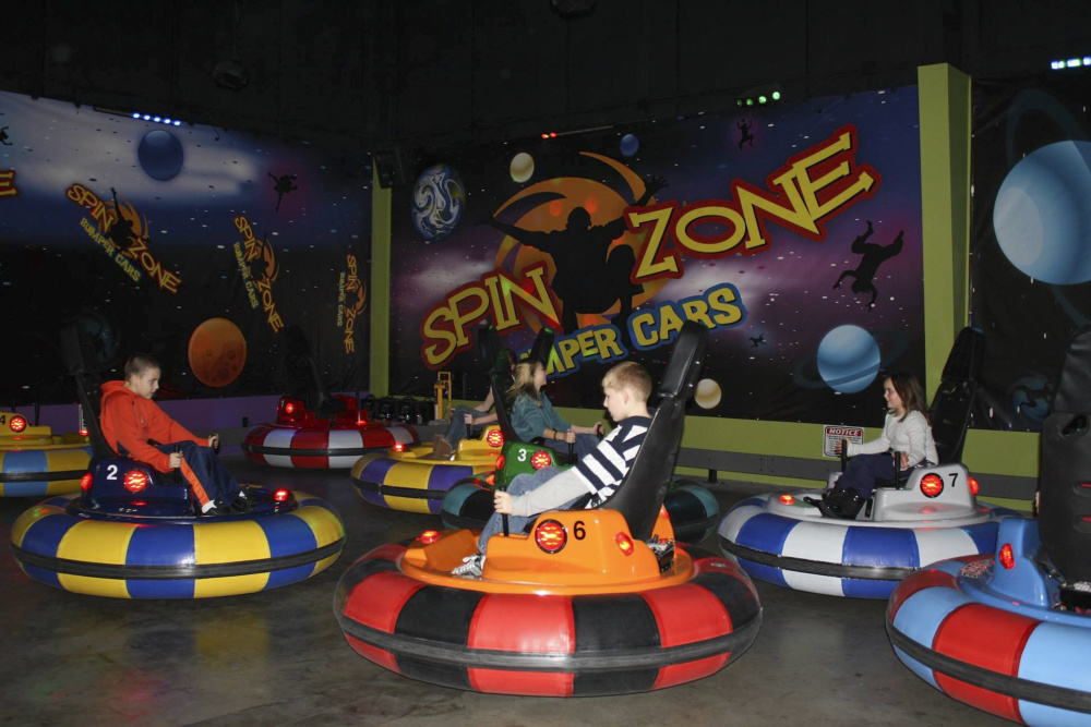 Kids riding in bumper cars at Sottie's Fun Spot