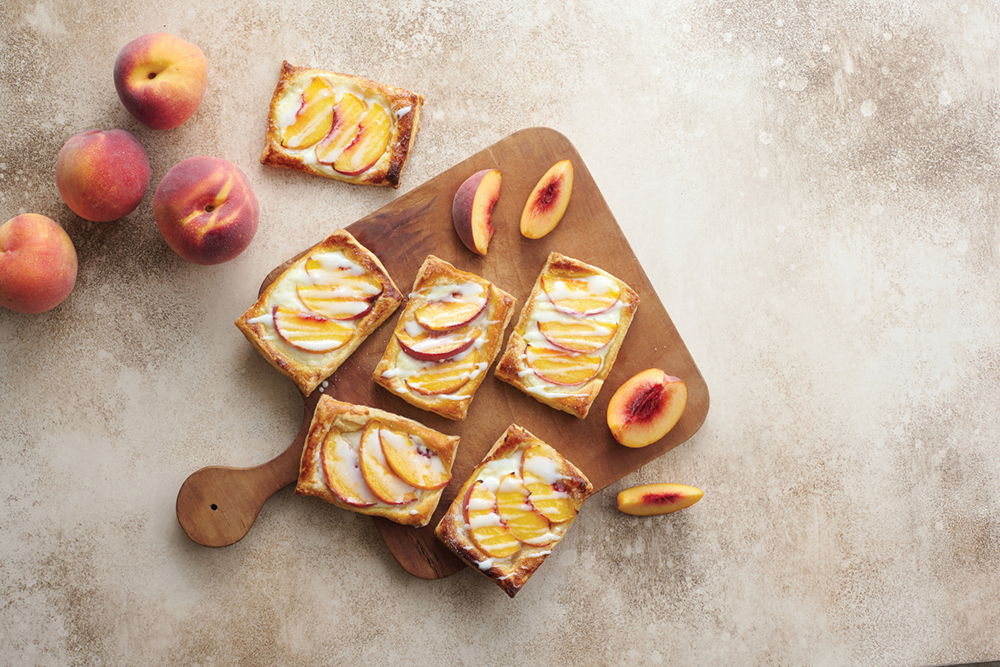 Peach and Ricotta Puff Pastry Strudels