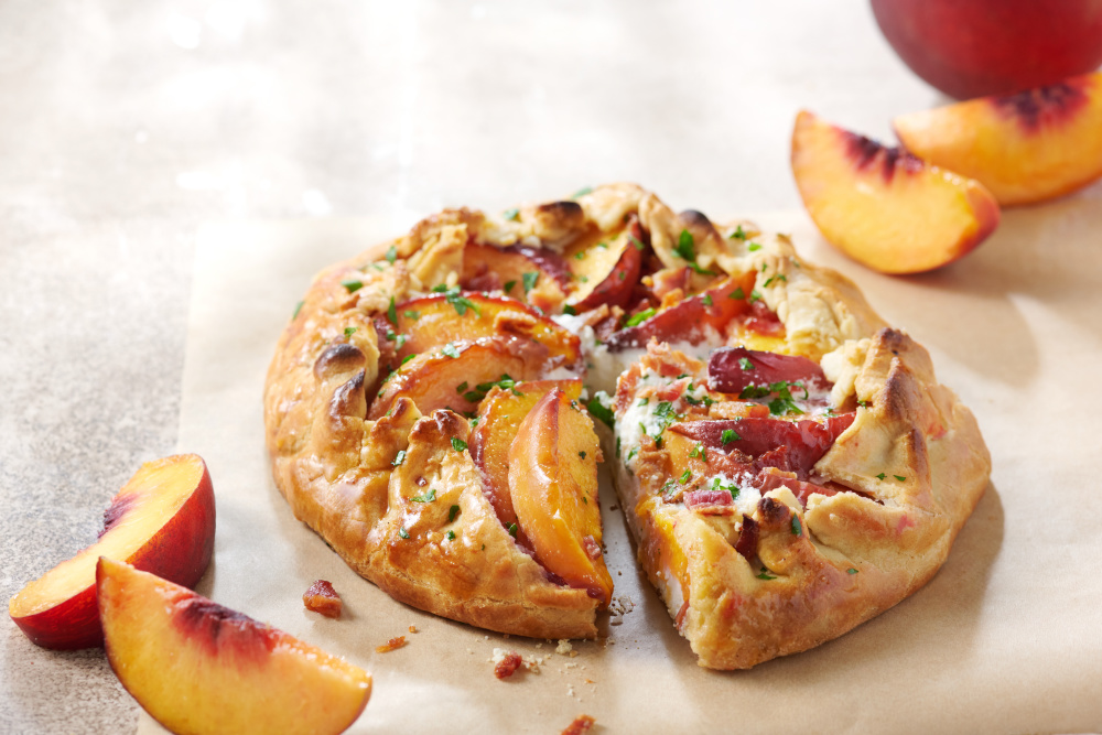Peach, Bacon and Herbed Goat Cheese Galette
