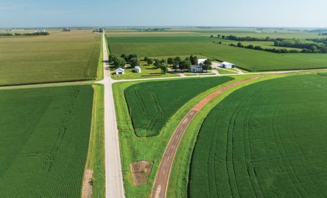 Aerial views of Historic Route 66 Brick Road in Auburn