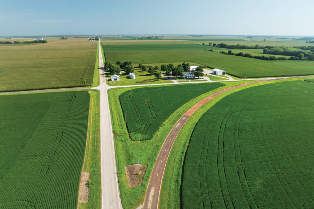 Aerial views of Historic Route 66 Brick Road in Auburn