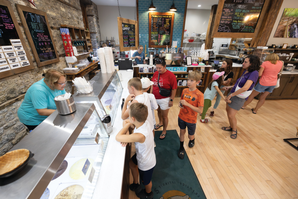 People purchasing ice cream at Bruce & Ollie's
