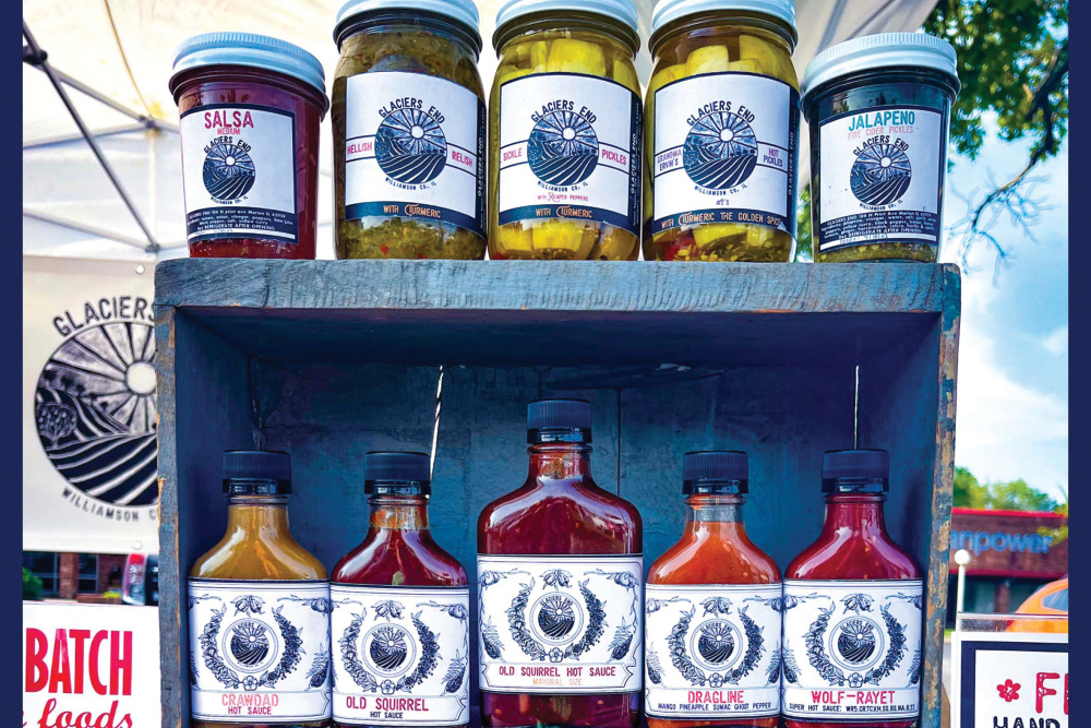 Shelf with jars of food products from Glaciers end