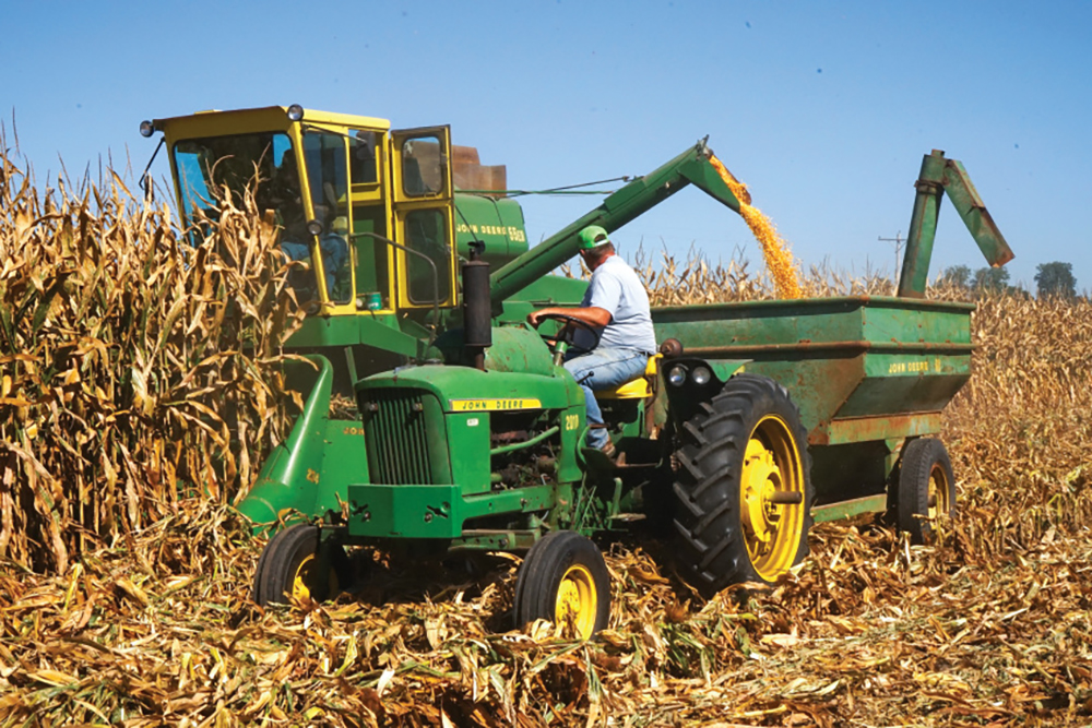 Harvest demonstration at Bos Brothers Historical Farm