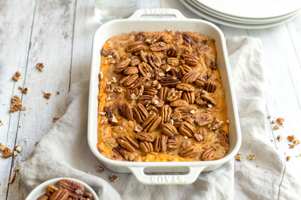 Sweet Potato Casserole with Brown Sugar-Pecan Topping