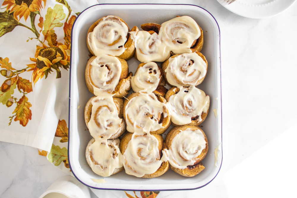 Pumpkin Cinnamon Rolls with Cream Cheese Frosting